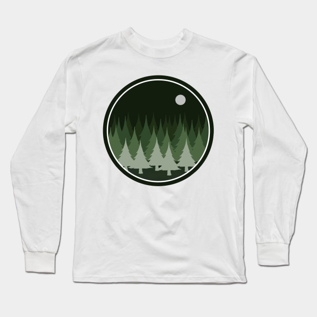 Forest Green Mountian Patch Long Sleeve T-Shirt by Rosemogo